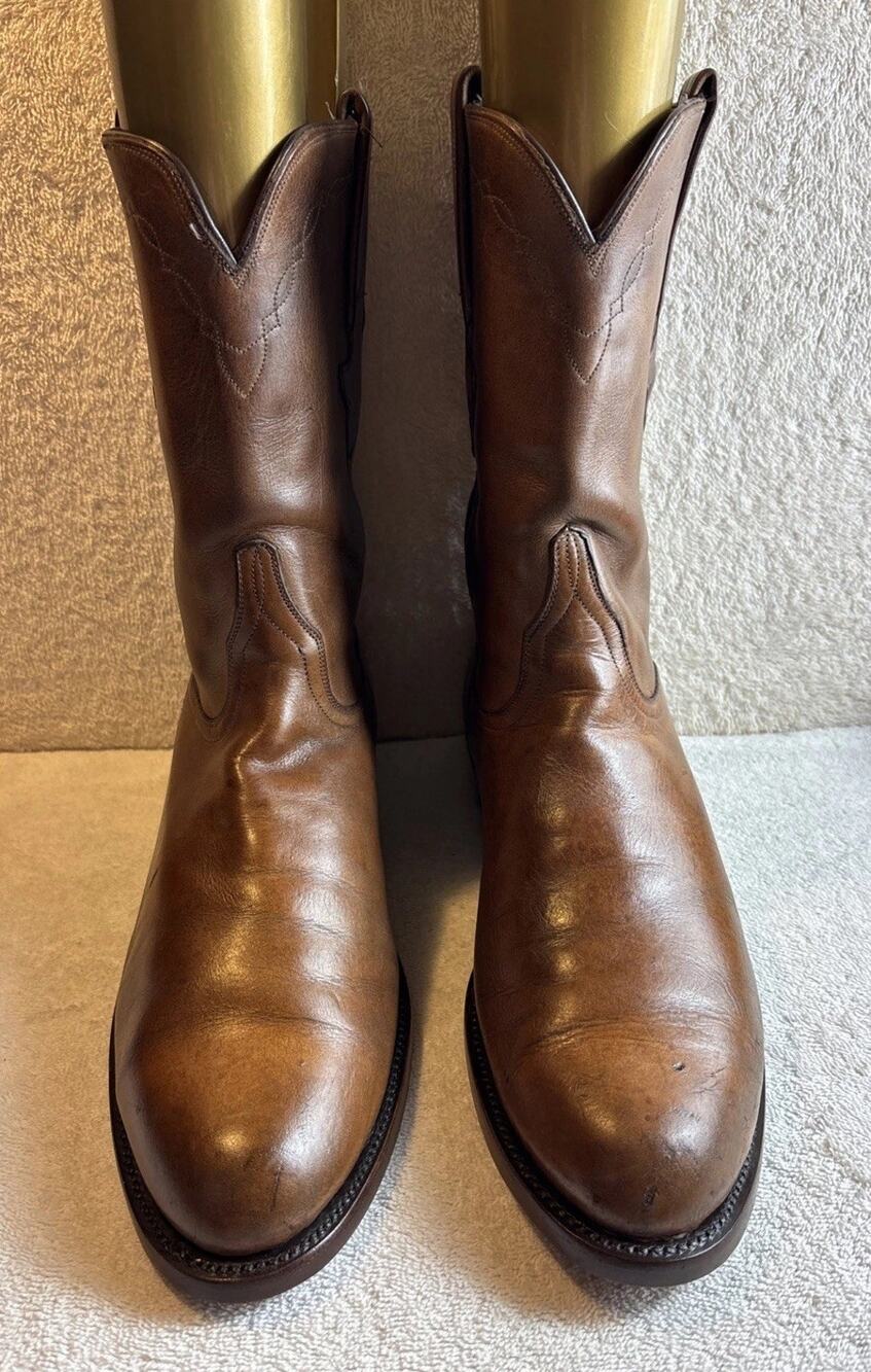 Lucchese Classics Handmade Western Cowboy Brown Boots Mens 11 D -New Outsole